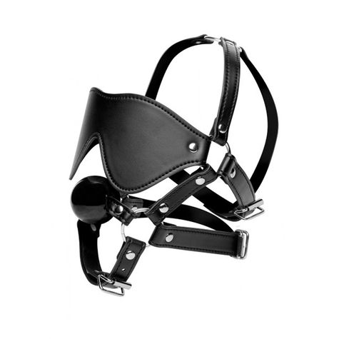 Head Harness With Blindfold And Ball Gag