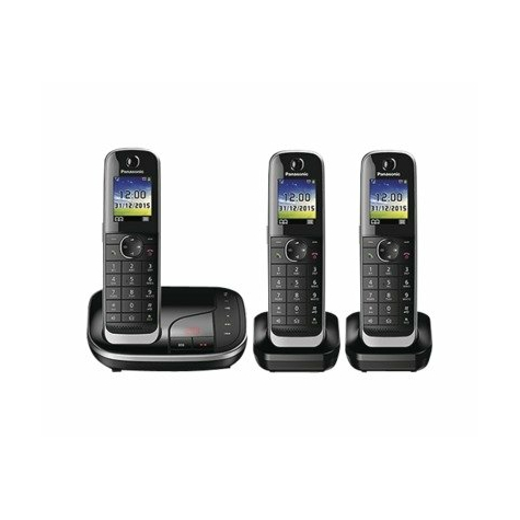 telefon fără fir panasonic kx-tgj323gb trio dect cu robot telefonic, negru