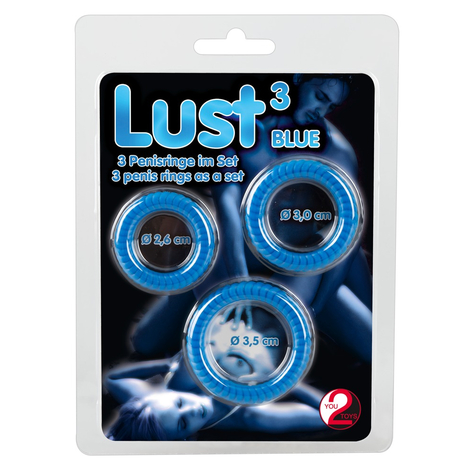 Lust 3 Penis Rings Blue