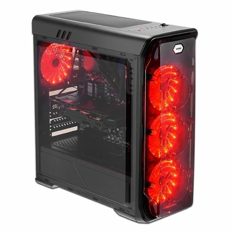 Lc-Power Gaming 988b Red Typhoon Red Typhoon Midi Tower Gaming Case Cu Fereastră Laterală