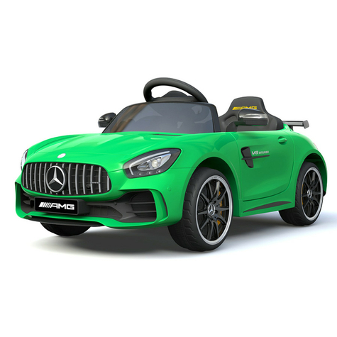 Vehicul pentru copii - Mașină electrică Mercedes GT R - licențiată - 12V4,5AH, 2 motoare - telecomandă 2,4Ghz, MP3, scaun din piele+EVA - verde