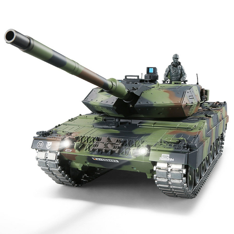 RC Tank German Leopard 2A6 Heng Long 1:16 cu R&S, cutie de viteze metalică și șenile metalice -2.4Ghz -PRO