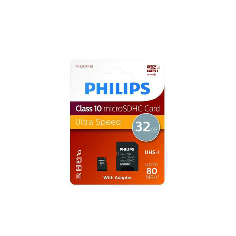 Philips Microsdhc 32gb Cl10 80mb/S Uhs-I + Adaptor Retail