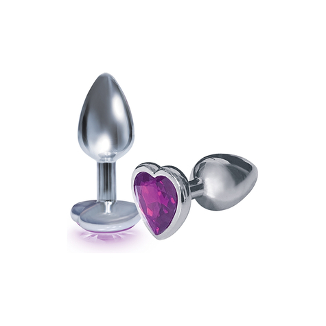 Butt Plugs  Bejeweled Heart Stainless Steel Plug - Violet