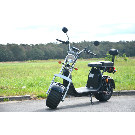 coco bike fat e-scooter cu viteză de până la 40 km/h 35 km autonomie, 60v | 1500w | 12ah baterie, frâne și lumini negru +eec