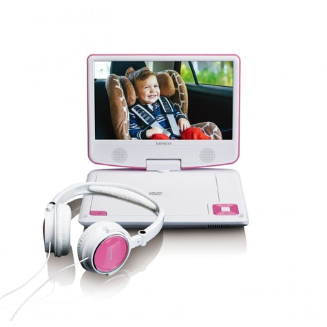stl lenco dvp-910 - portable dvd player - convertible - black - pink - cd,dvd - 22,9 cm (9 inch) - tft