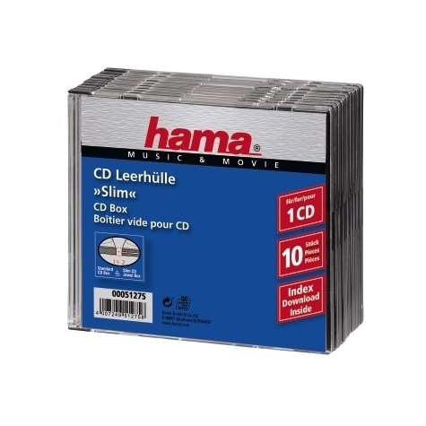 Hama Cd Slim Jewel Case Pachet 10 1 Discuri Transparent
