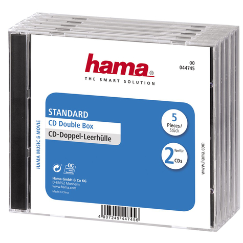 Hama Cd Double Jewel Case Standard Pachet 5 2 Discuri Transparent