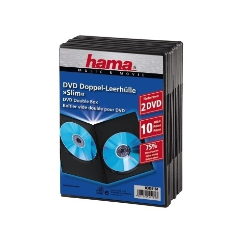 Hama Dvd Slim Double-Box 10 Negru 2 Discuri Negru