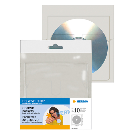 Herma Cd/Dvd Sleeves 129x130 Mm 10 Manșoane Husă De Protecție 1 Disc Transparent Polipropilenă (Pp) 120 Mm 129 Mm