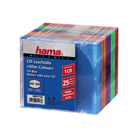 Hama Cd Slim Box Pachet De 25 De Cd-Uri Colorate 1 Discuri Multicolore Plastic
