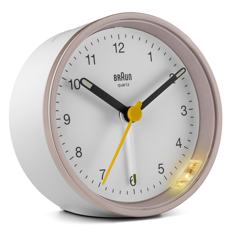 Braun Quartz Quartz Alarm Clock Bc12pw Pink/White Ceas De Perete Cu Cuarț Rotund Roz Alb Analogic Galben Baterie/Acumulator