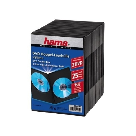 Hama Dvd Slim Double-Box 25 Negru 2 Discuri Negru