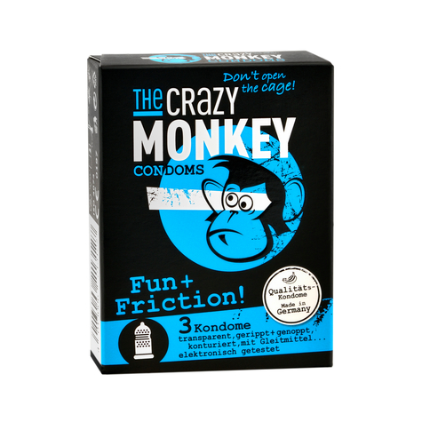 Prezervativele The Crazy Monkey Fun + Friction 3 Buc.
