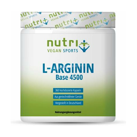 Nutri+ Vegan L-Arginine Base Capsules, 360 Capsules