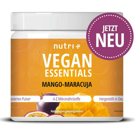 Nutri+ Vegan Essentials Powder, Cutie De 300 G, Mango-Passion Fruit