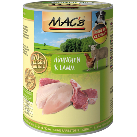 Mac's,Macs Dog Chicken+Lamb 400gd
