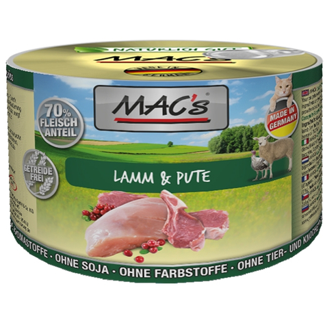 Mac's,Macs Cat Lamb+ Curcan 200 G D