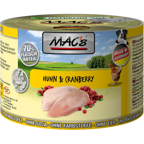 Mac's, Mac's Dog Chicken+Cranb. 200gd