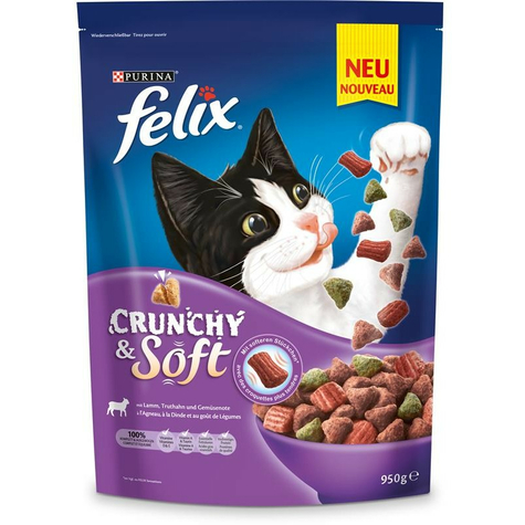 Nestle Cat,Fel.Crunchy+Soft Lamb+Gem.950g