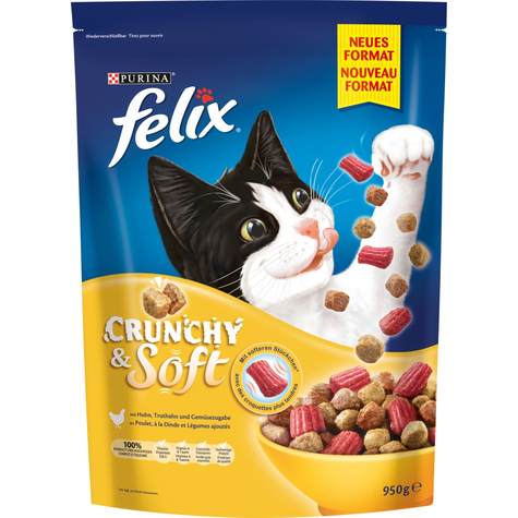 Nestle Cat,Fel.Crunchy+Soft Pasăre 950g