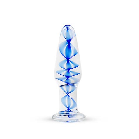 Analplug : Dop De Fund Din Sticlă Spiralată Albastră
