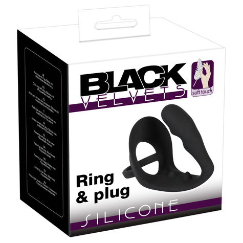 inele de penis : negru velvets negru inel de penis și plug anal