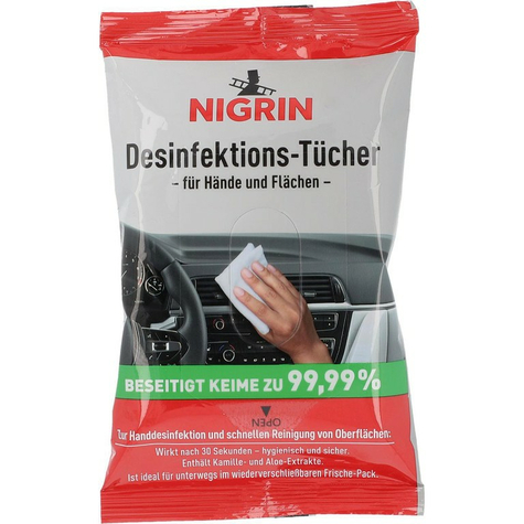 Șervețele Dezinfectante Nigrin Pentru Mâini Și Suprafețe 12 Bucăți          