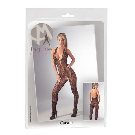 Catsuits : Black Catsuit With Halter-Neck