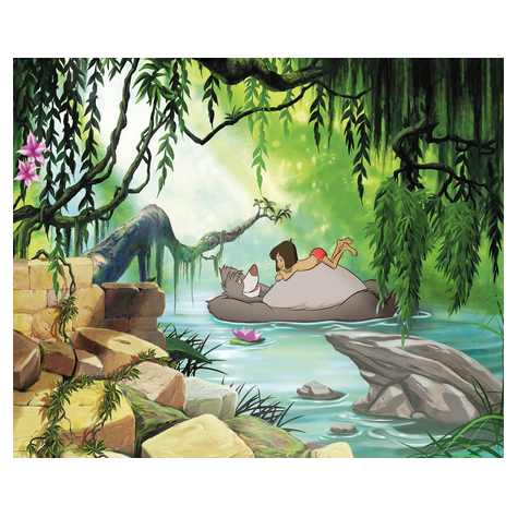 Tapet de hârtie  Cartea junglei înotând cu Baloo  Dimensiune 368 x 254 cm