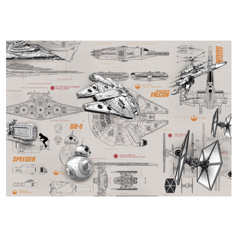 Tapet De Hârtie  Star Wars Blueprints  Dimensiune 368 X 254 Cm