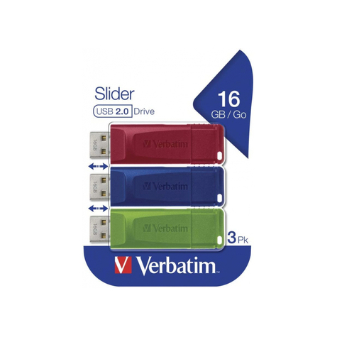 Verbatim Slider - Usb Flash Drive -16 Gb Albastru - Gr - Roșu 49326