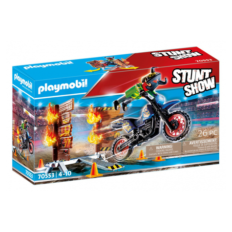 Playmobil Stunt Show - Motocicletă Cu Perete De Foc (70553)
