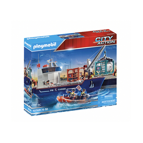 Playmobil City Action - Nava Mare De Containere Cu Barcă Vamală (70769)