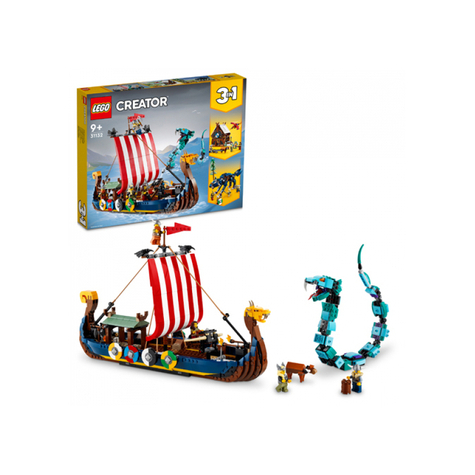 Lego Creator - Corabie Vikingă Cu Șarpele Midgard 3 În 1 (31132)