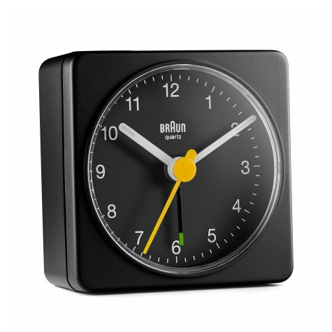 Braun Quartz Travel Alarm Clock Bc02b Black Ceas De Alarmă Cu Cuarț Pătrat Negru Analogic Baterie/Baterie Aa